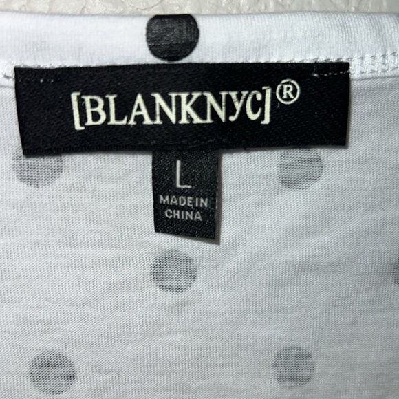 Blank NYC White Polka Dot Muscle Shoulder Pad Top Size L - Picture 6 of 9